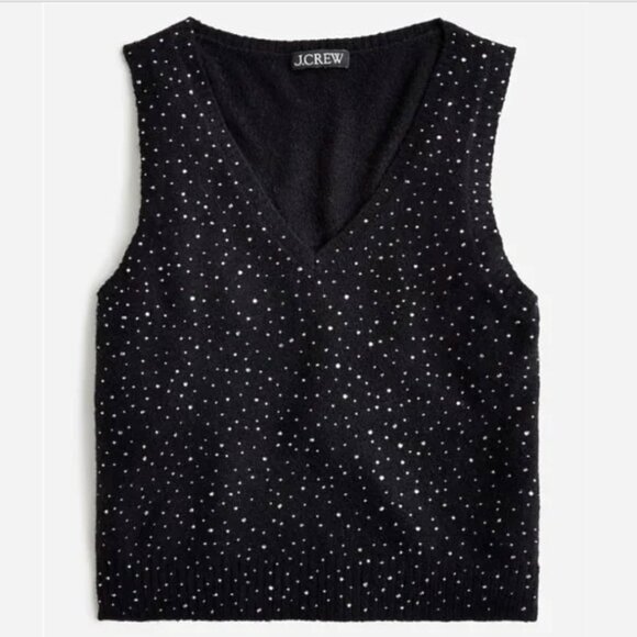 🎁 NWT J.Crew crystal-embellished sweater shell - Picture 1 of 7